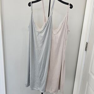 Victoria's Secret Pink & blue shimmery gold intimate slip gown set of 2 Med